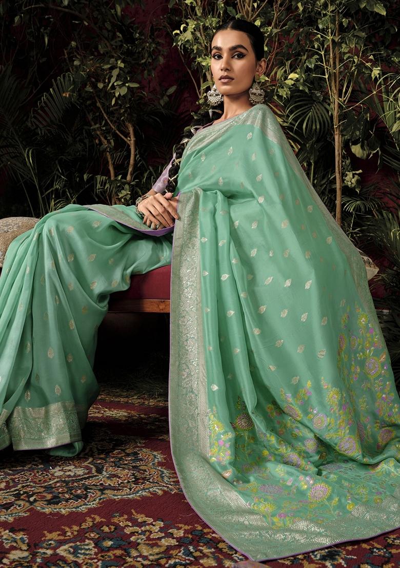 Green Zari Weaving Silk Sarees