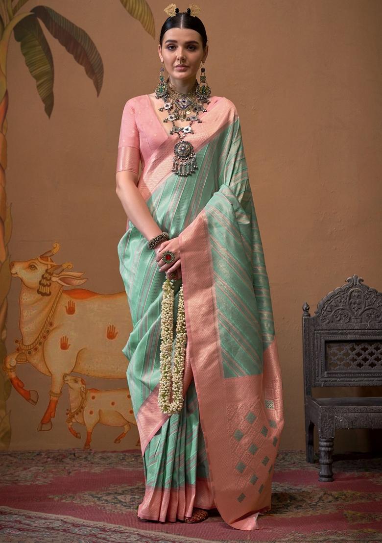 Sky Blue Weaving Silk Sarees