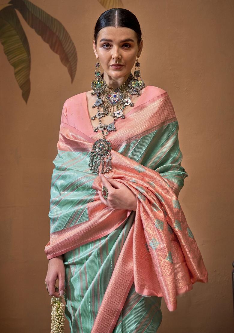 Sky Blue Weaving Silk Sarees