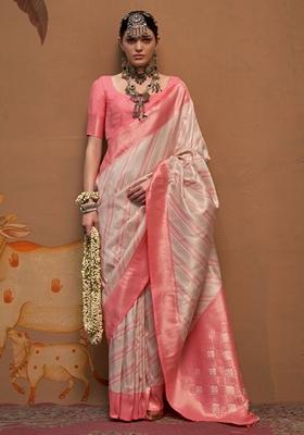 Off White Weaving Silk Sarees
