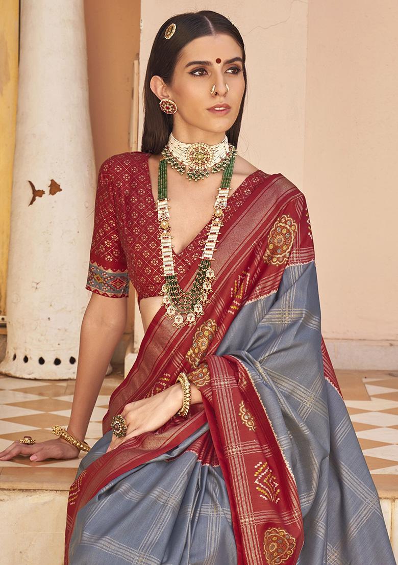 Blue Embroidered Patola Sarees
