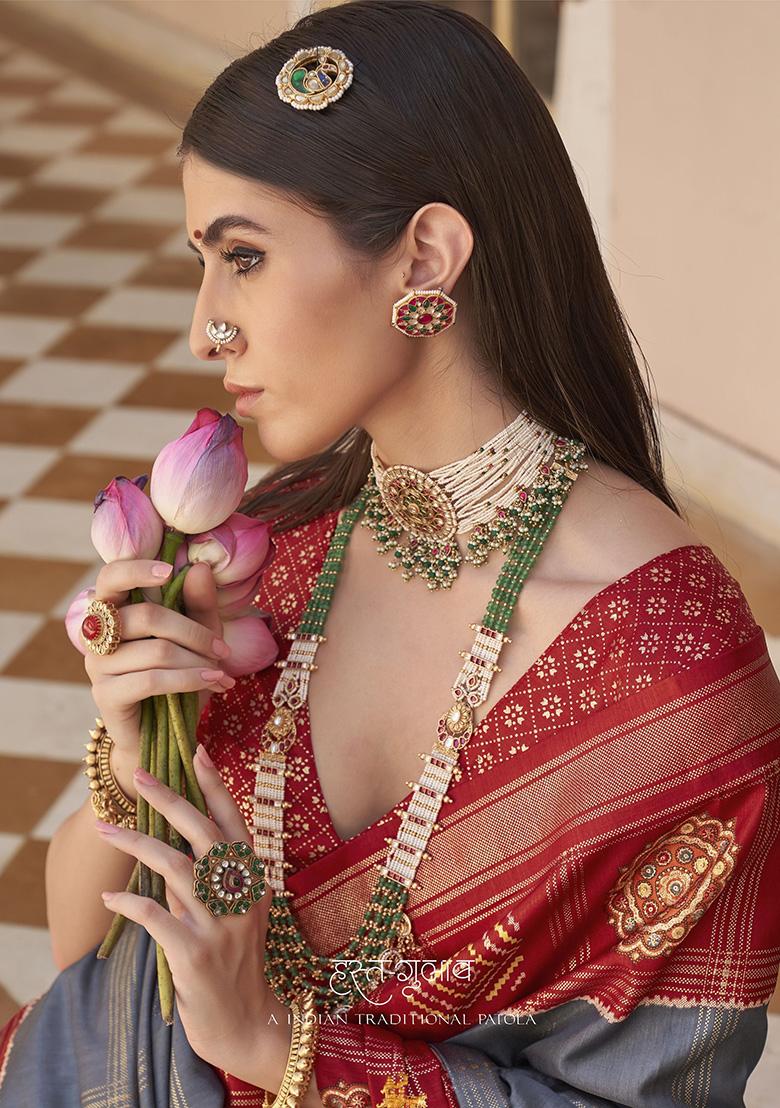 Blue Embroidered Patola Sarees