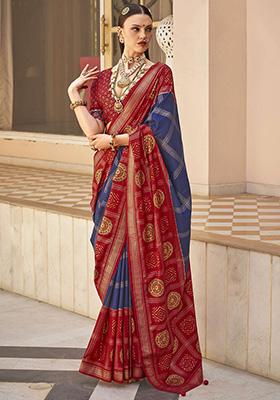 Blue Embroidered Patola Sarees