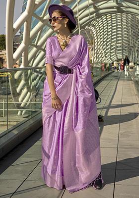 Purple Weaving Silk Sarees
