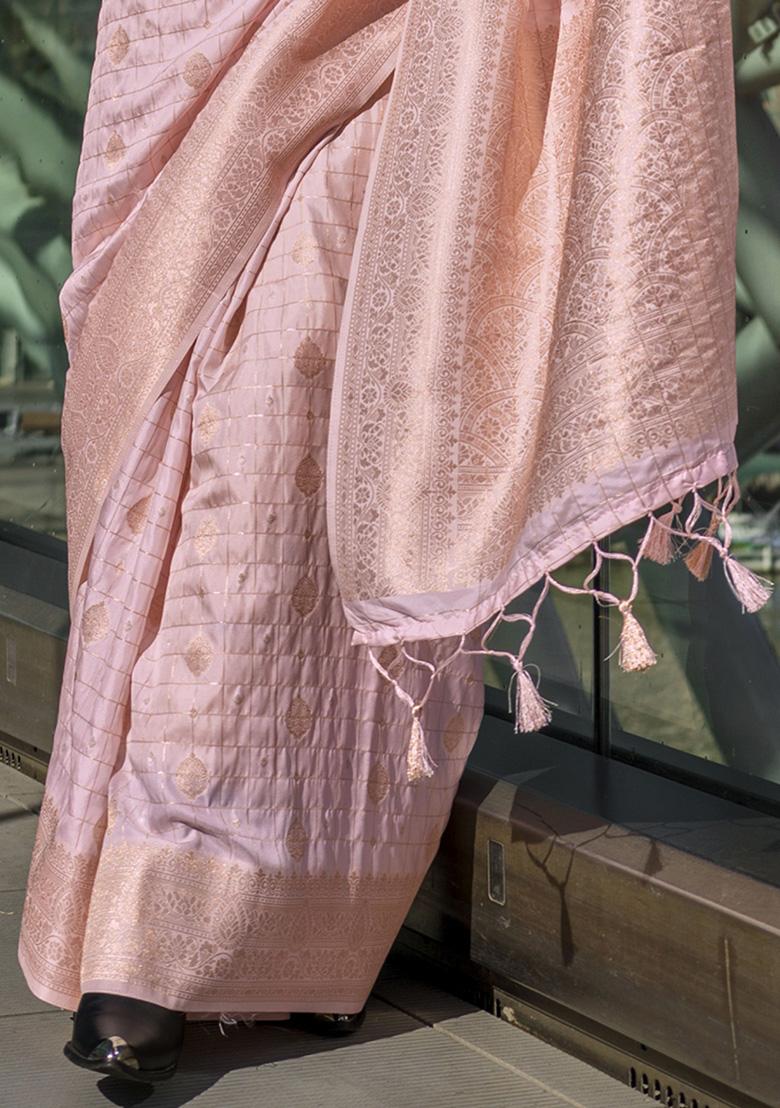 Peach Weaving Silk Sarees