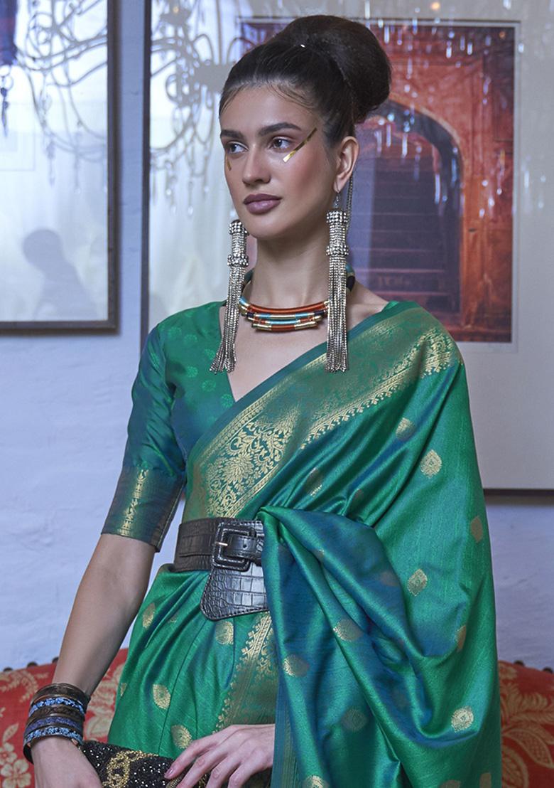 Green Zari Weaving Silk Sarees