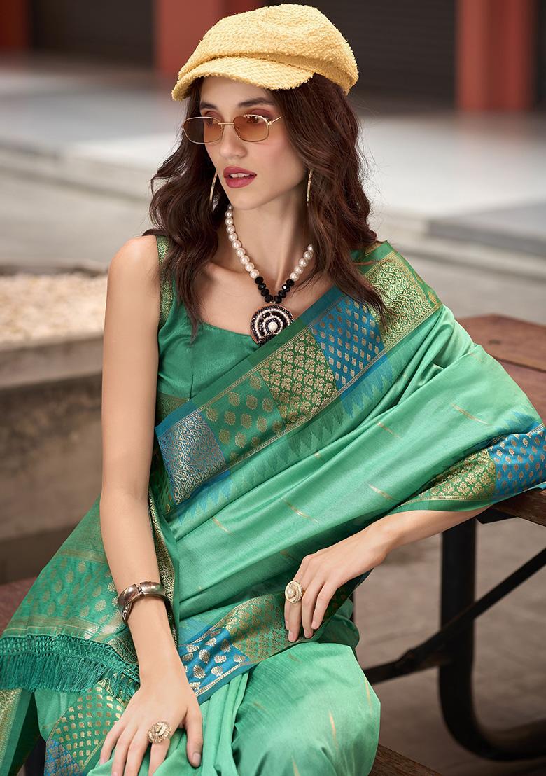 Green Zari Weaving Silk Sarees