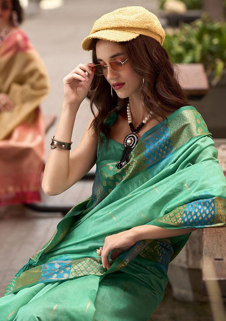 Green Zari Weaving Silk Sarees