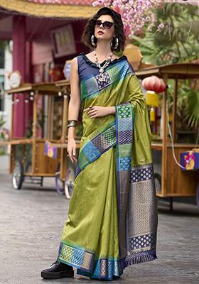 Green Zari Weaving Silk Sarees