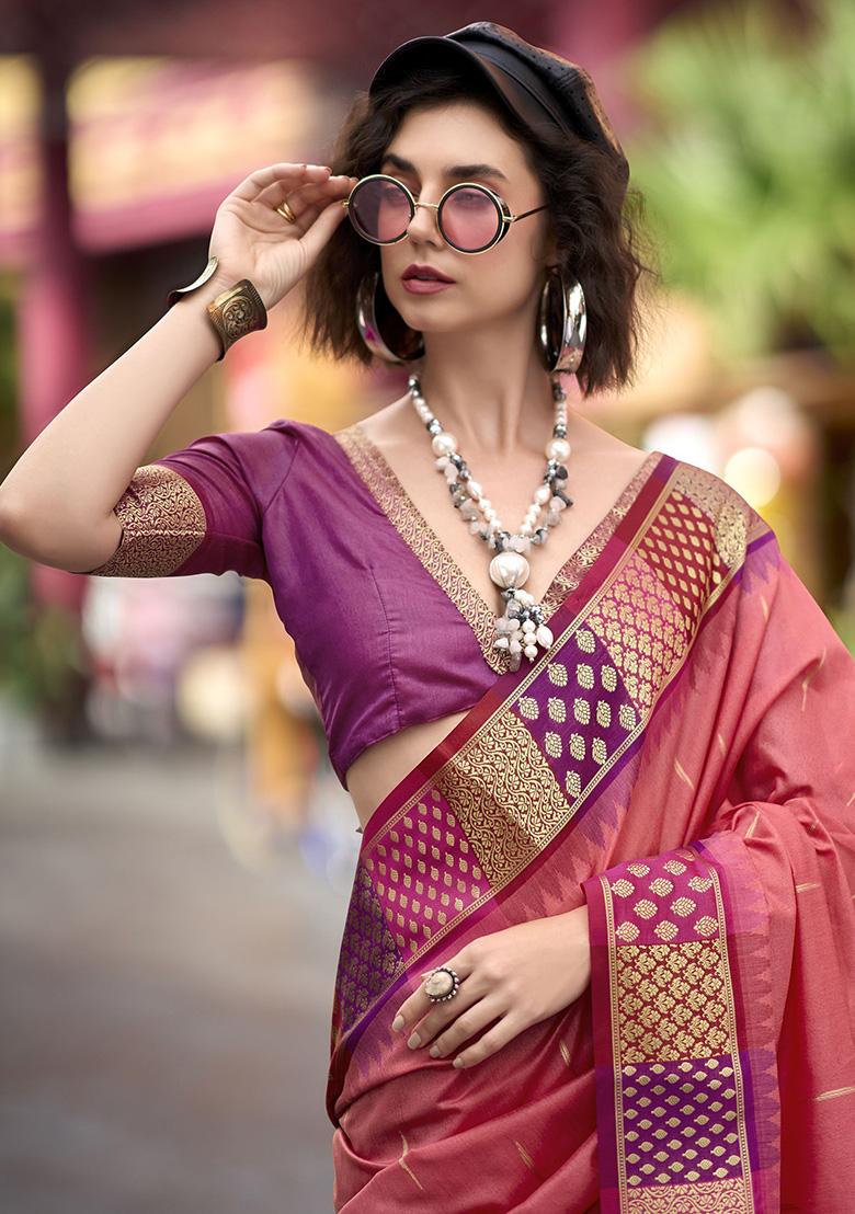 Red Zari Weaving Silk Sarees