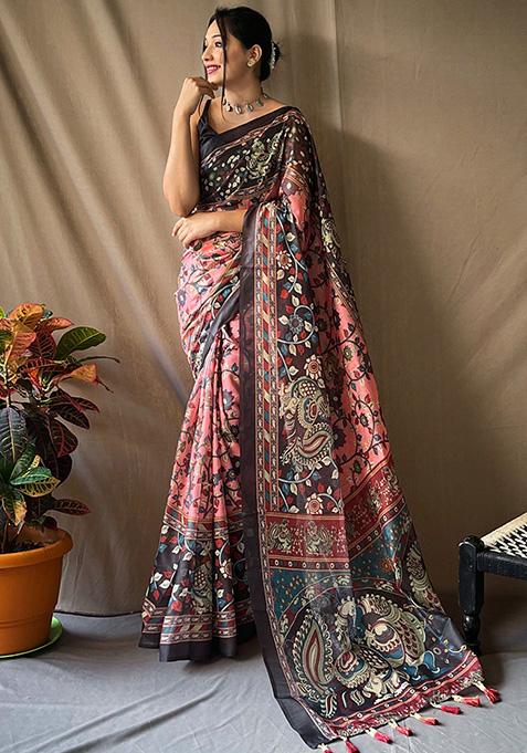 Pink Printed Cotton Sarees