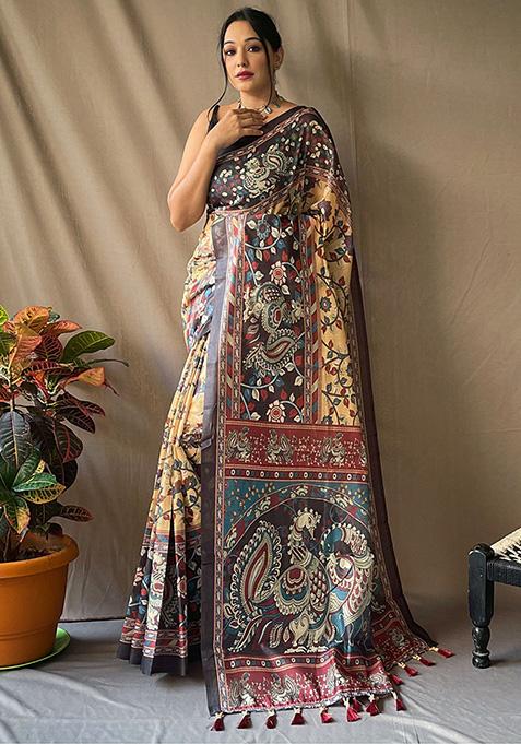 Yellow Printed Cotton Sarees