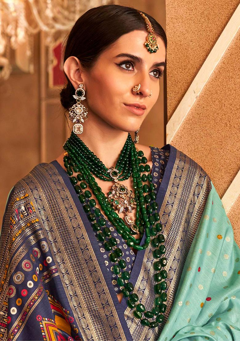 Green Printed Patola Sarees