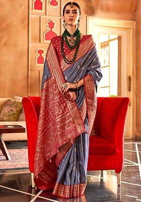 Blue Printed Patola Sarees