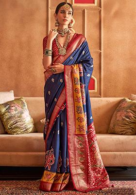 Blue Printed Patola Sarees