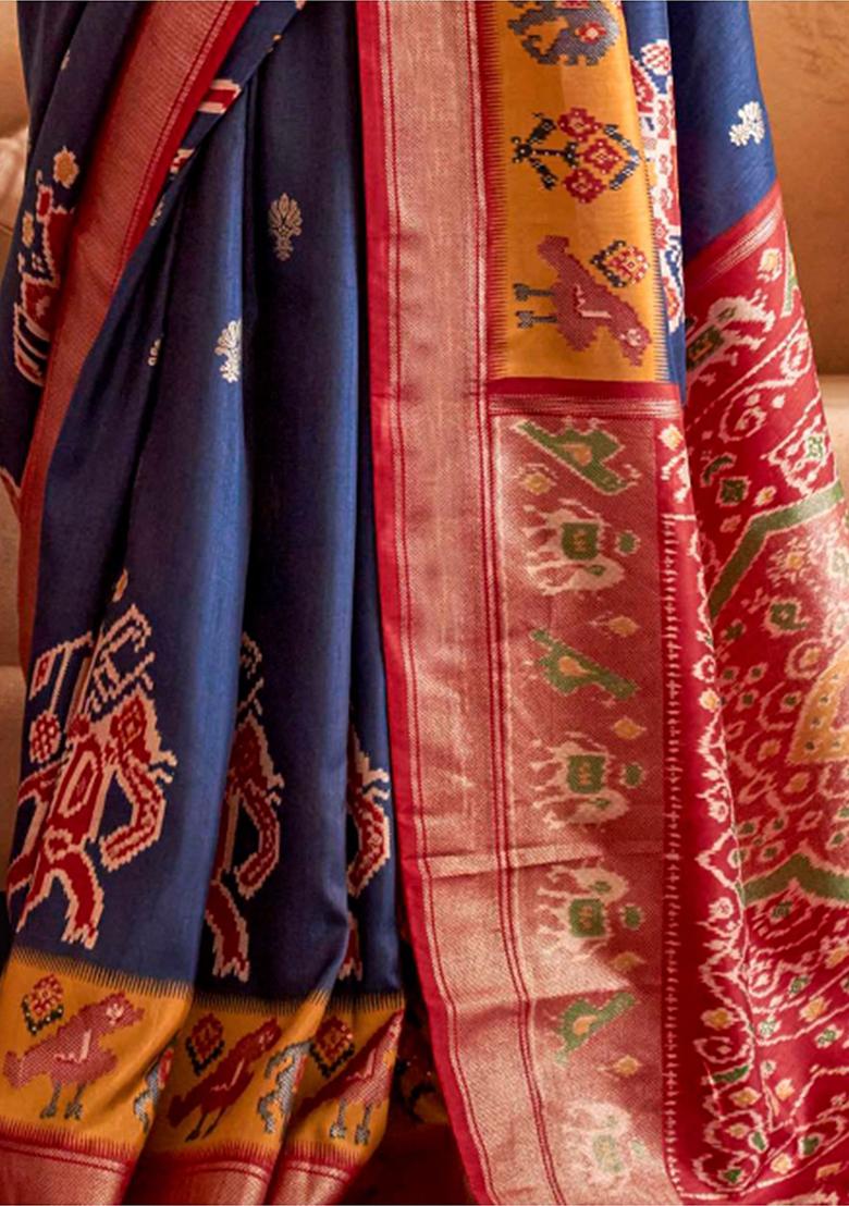 Blue Printed Patola Sarees