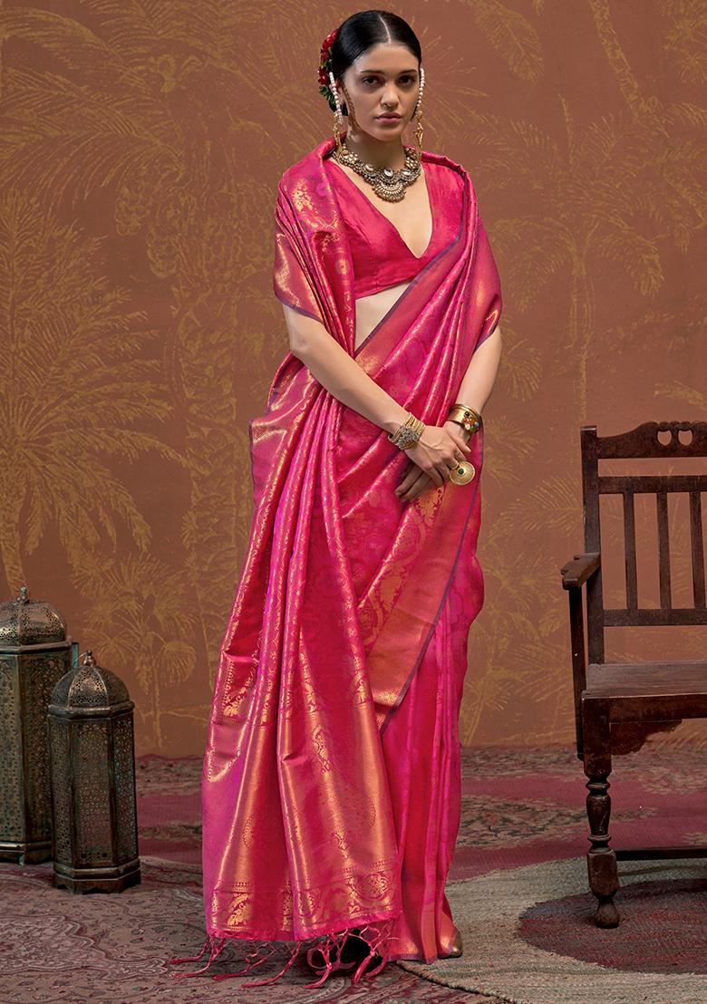 Pink Weaving Silk Sarees