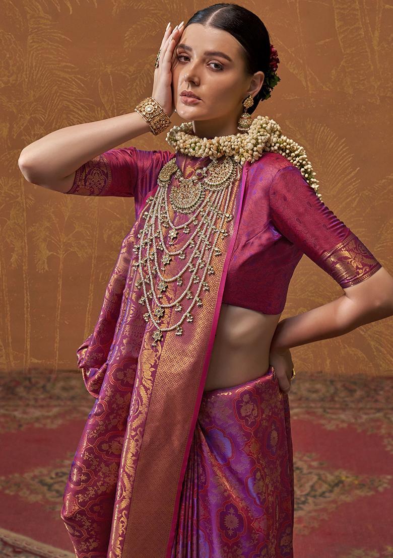 Purple Weaving Silk Sarees