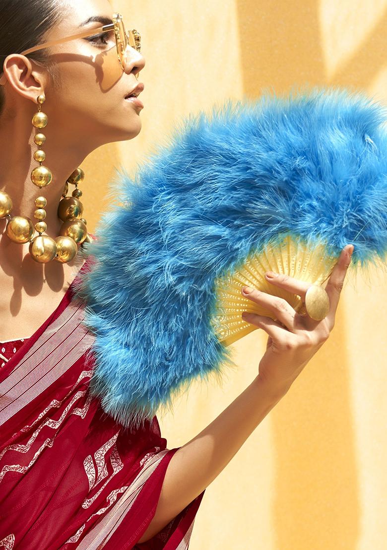 Maroon Foil Print Georgette Sarees