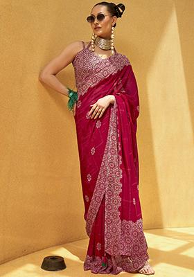 Pink Foil Print Georgette Sarees