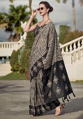 Black Printed Silk Sarees