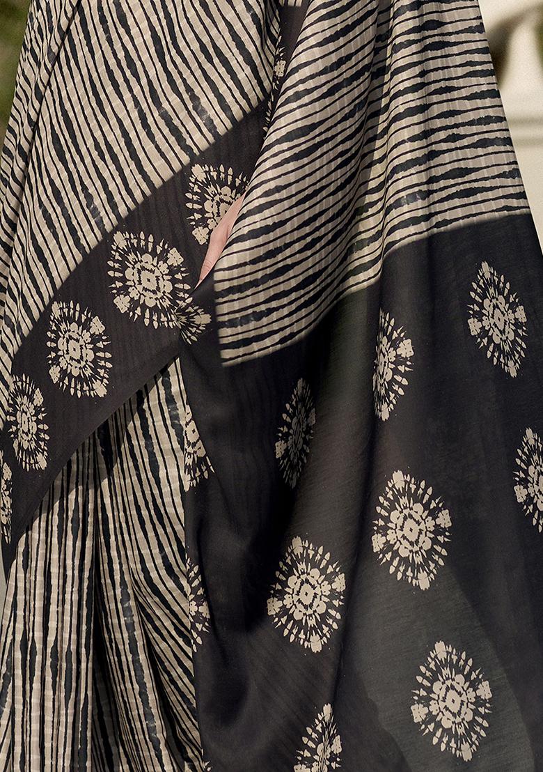 Black Printed Silk Sarees