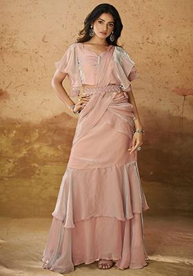 Pink Embroidered Organza Sarees