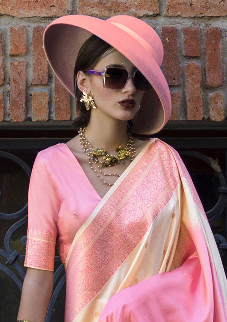 Cream Weaving Silk Sarees