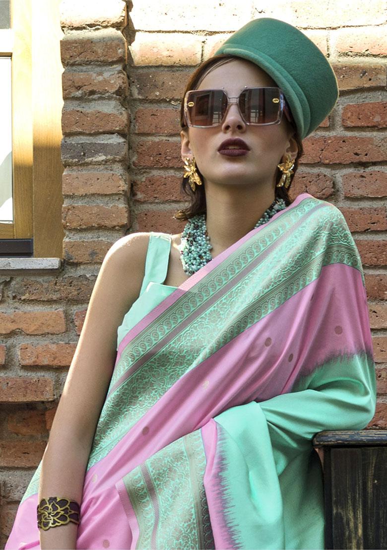 Pink Weaving Silk Sarees