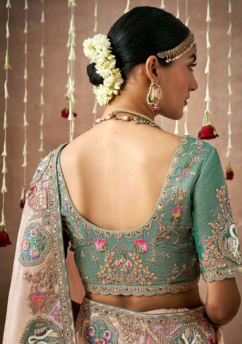 Cream Sequin Embroidered Silk Sarees