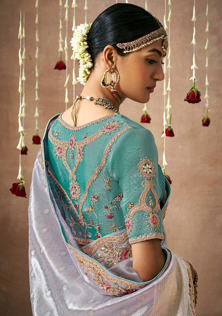 Lavender Sequin Embroidered Silk Sarees