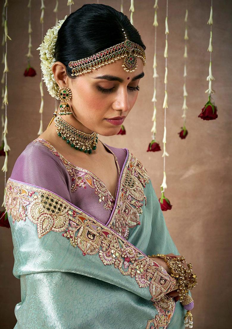 Lavender Sequin Embroidered Silk Sarees