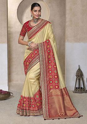 Cream Weaving Patola Sarees