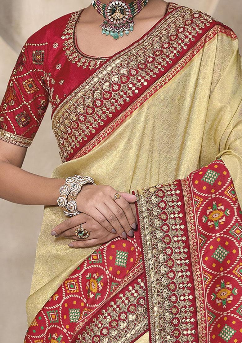 Cream Weaving Patola Sarees