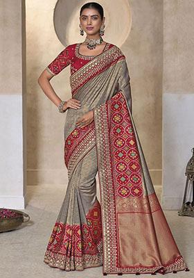 Grey Weaving Patola Sarees
