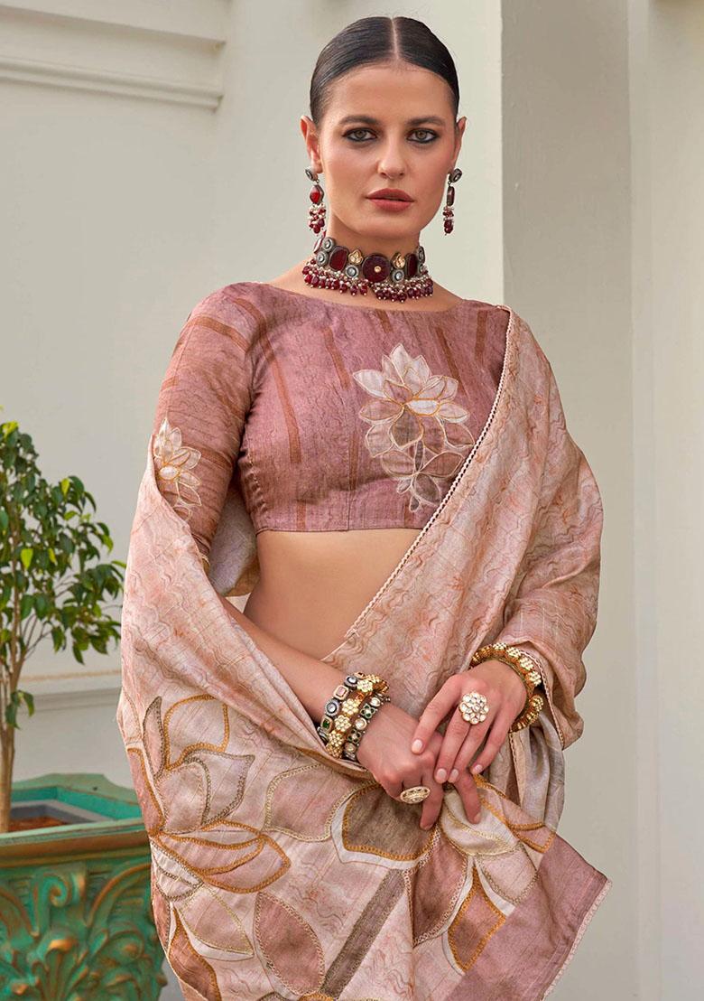 Pink Printed Silk Sarees