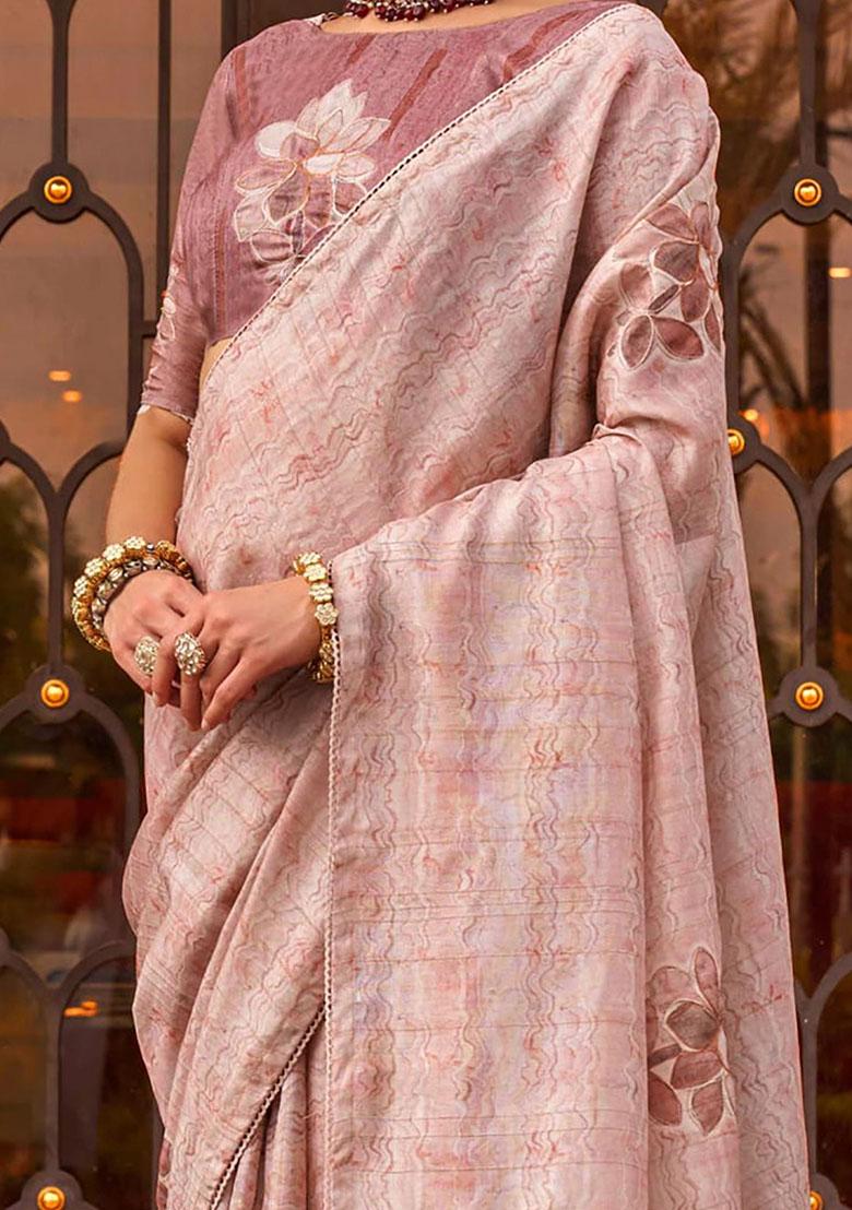 Pink Printed Silk Sarees