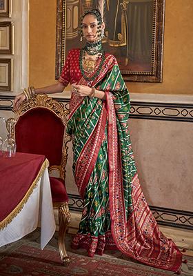 Green Printed Patola Sarees