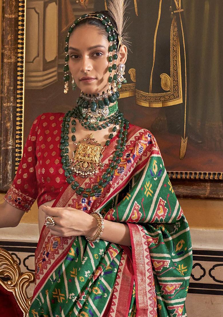 Green Printed Patola Sarees