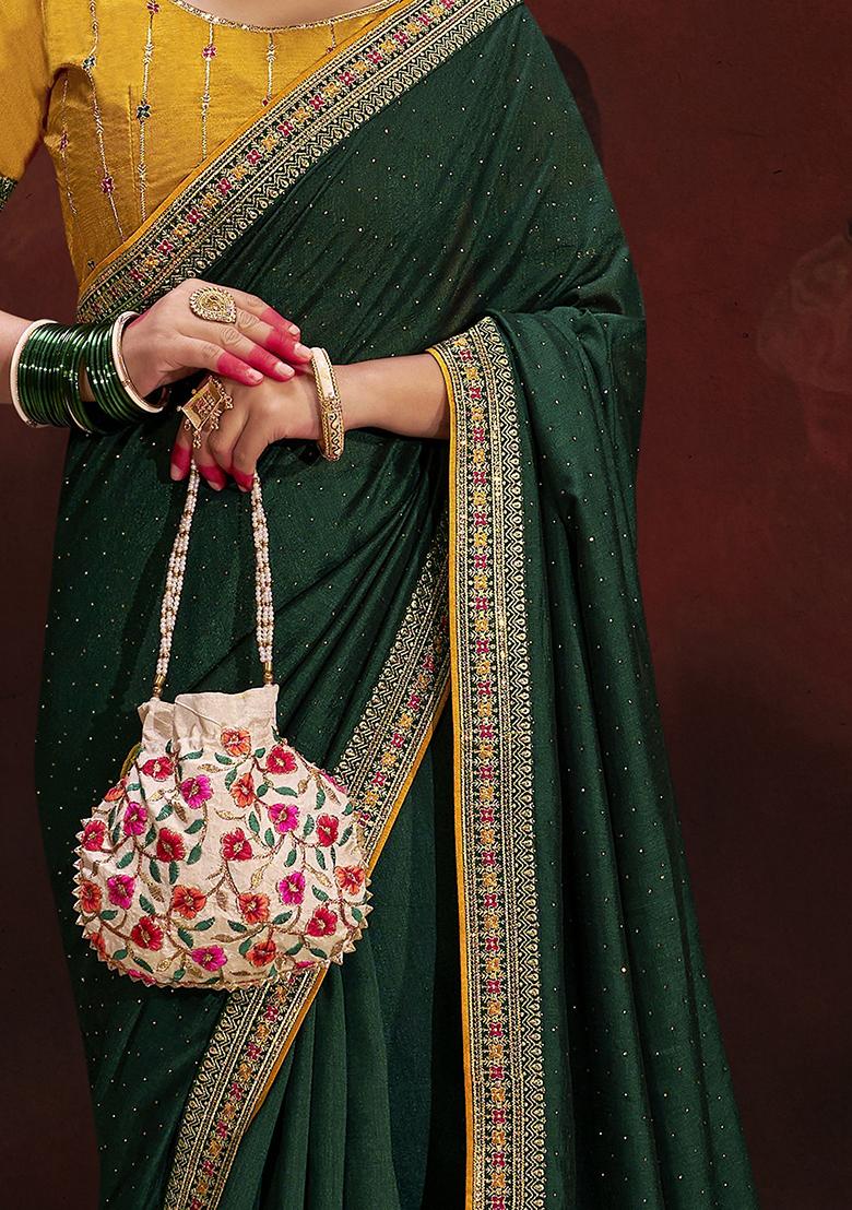 Green Lace Work Silk Sarees