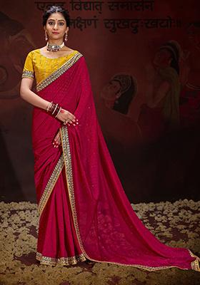 Red Lace Work Silk Sarees