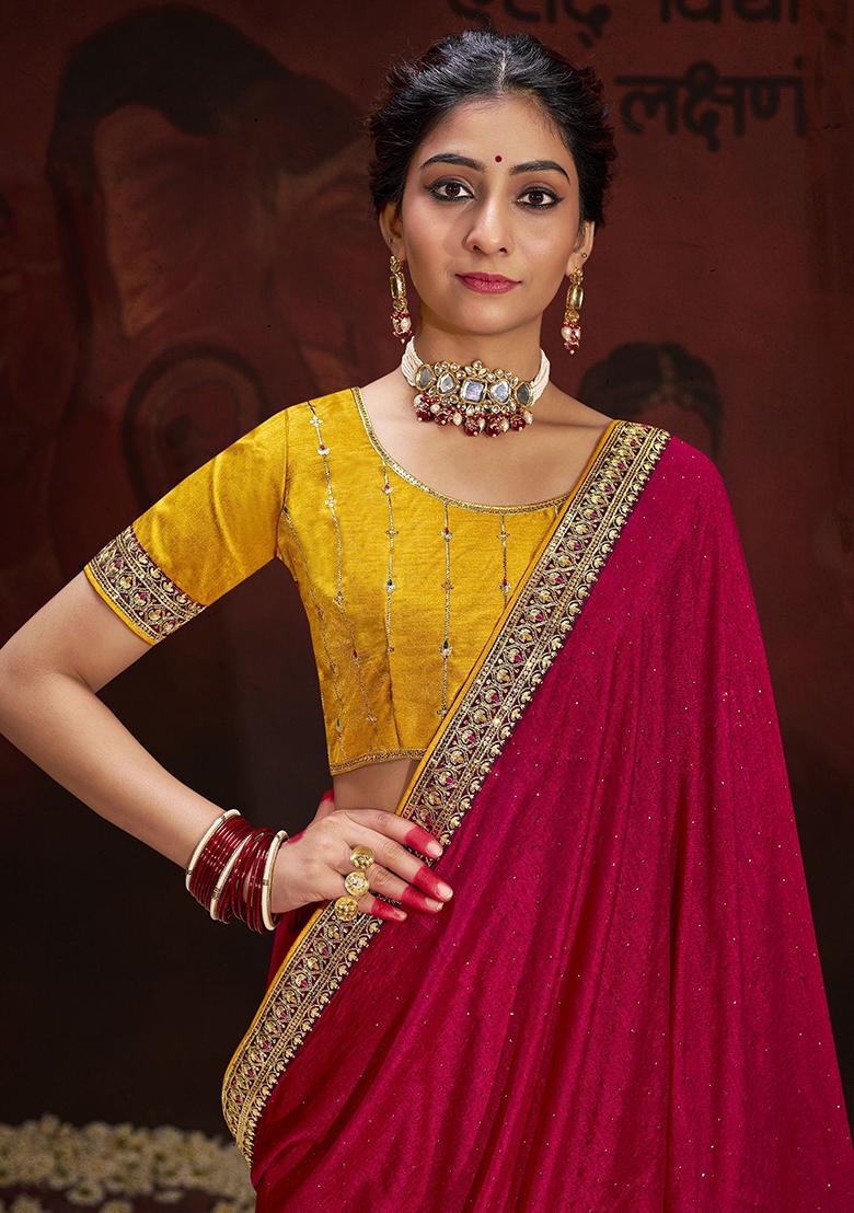 Red Lace Work Silk Sarees