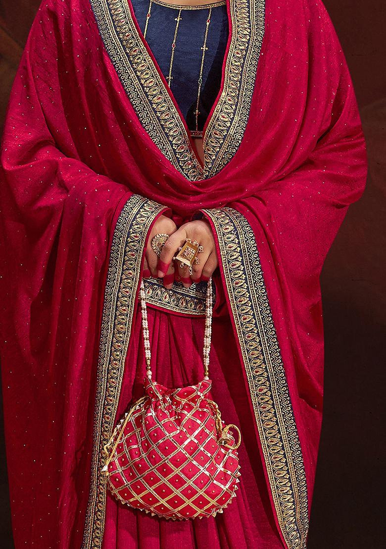 Pink Lace Work Silk Sarees