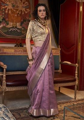 Purple Weaving Chiffon Sarees