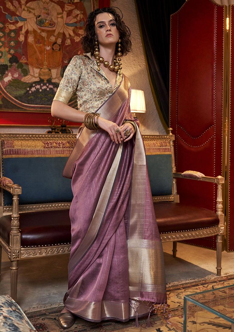 Purple Weaving Chiffon Sarees