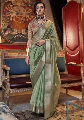 Green Weaving Chiffon Sarees