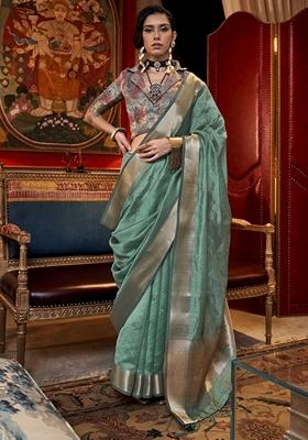 Green Weaving Chiffon Sarees