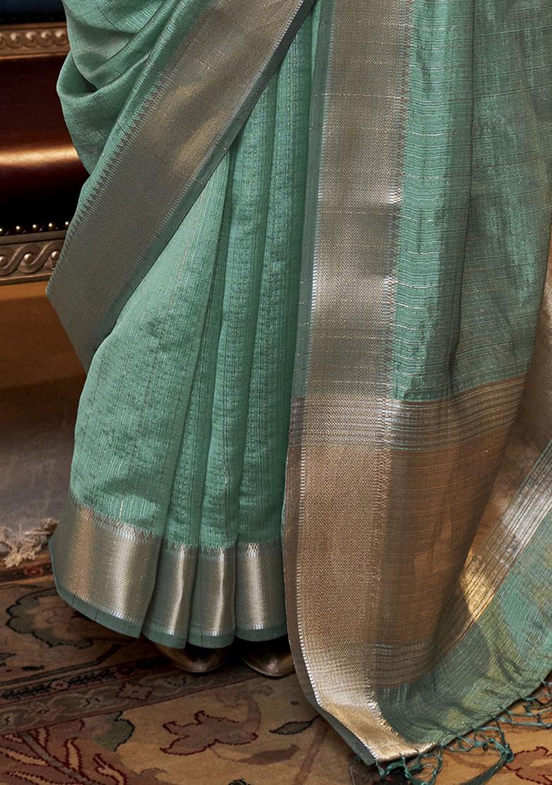 Green Weaving Chiffon Sarees