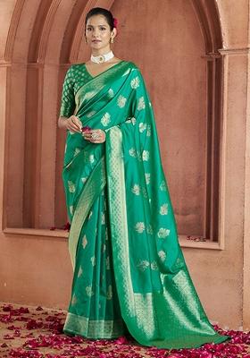 Green Zari Weaving Banarasi Silk  Sarees