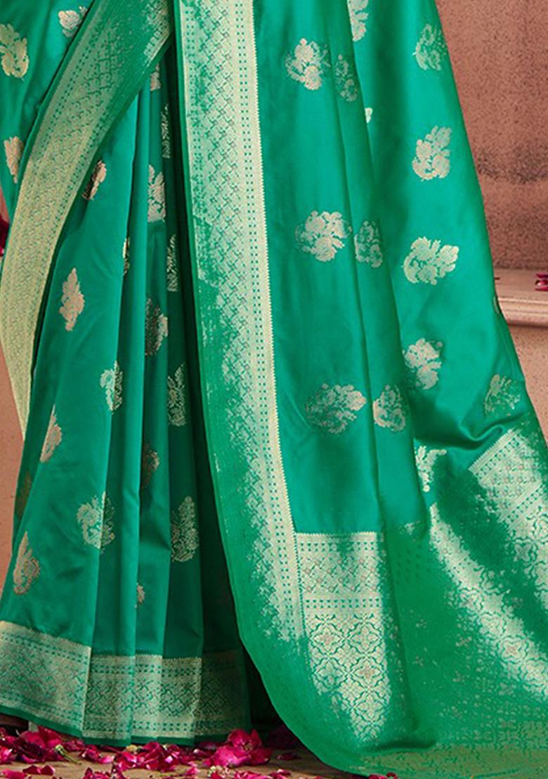 Green Zari Weaving Banarasi Silk  Sarees